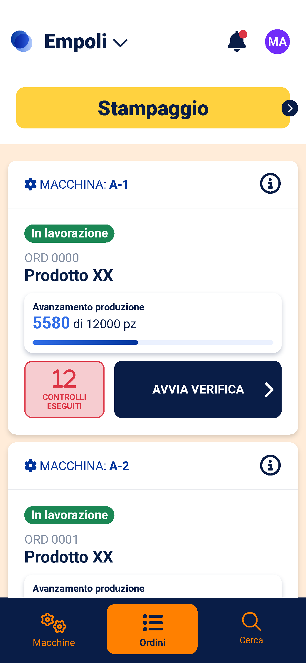 Schermata reale dell’applicazione AIR