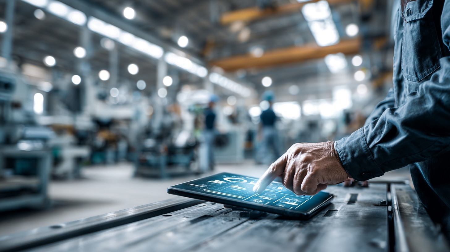 Tecnico che verifica stato impianto e manutenzione da tablet