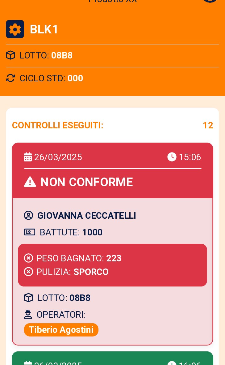 Storico dei controlli eseguiti e delle non conformita