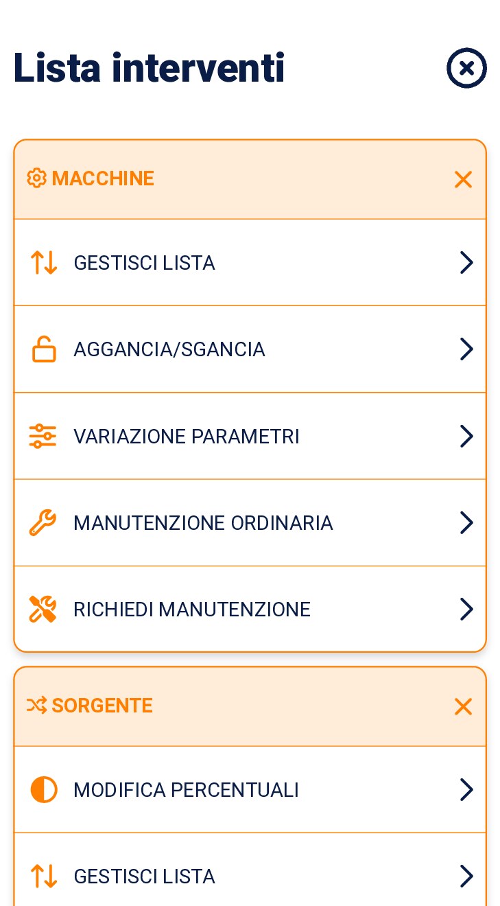 Lista interventi operativi disponibili sulla linea
